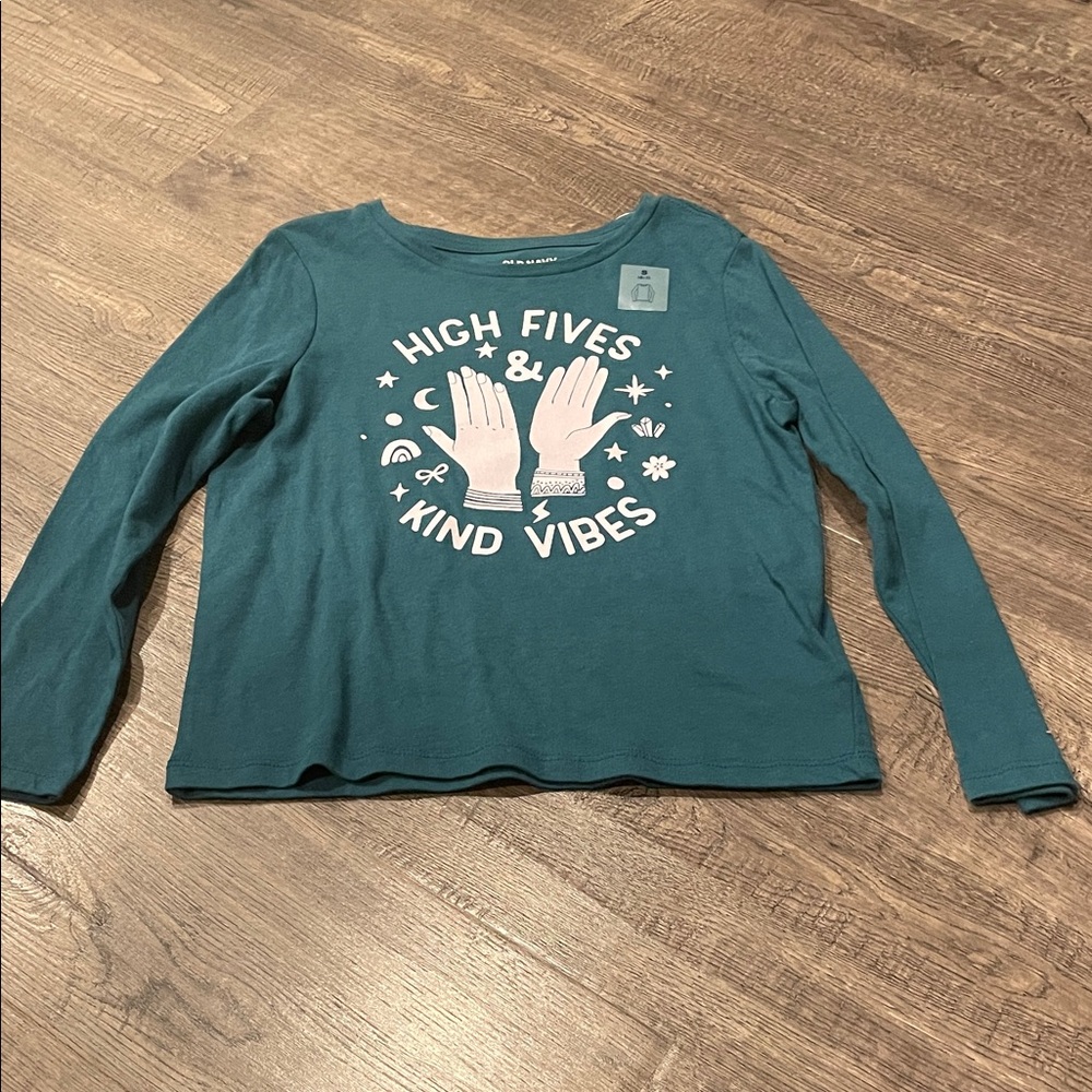 Old Navy Teal Long Sleeve Tee - High Fives & Kind Vibes